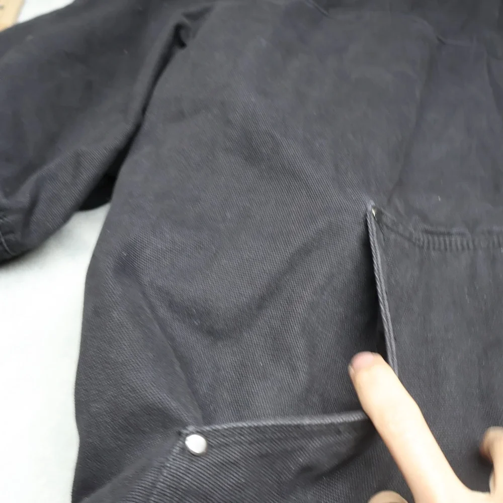 Levis Jacket Men XXL Black Canvas Sherpa Lined Hooded Rugged Work Field Full Zip